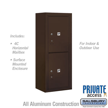 10 Door High Surface Mounted 4C Horizontal Parcel Locker with 2 Parcel Lockers in Bronze with Private Access